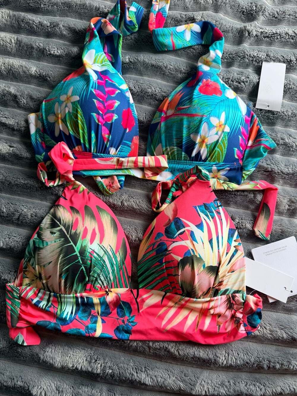 La Blanca and Urban Sea Tropical Beachy Halter Bikini Tops, Size L